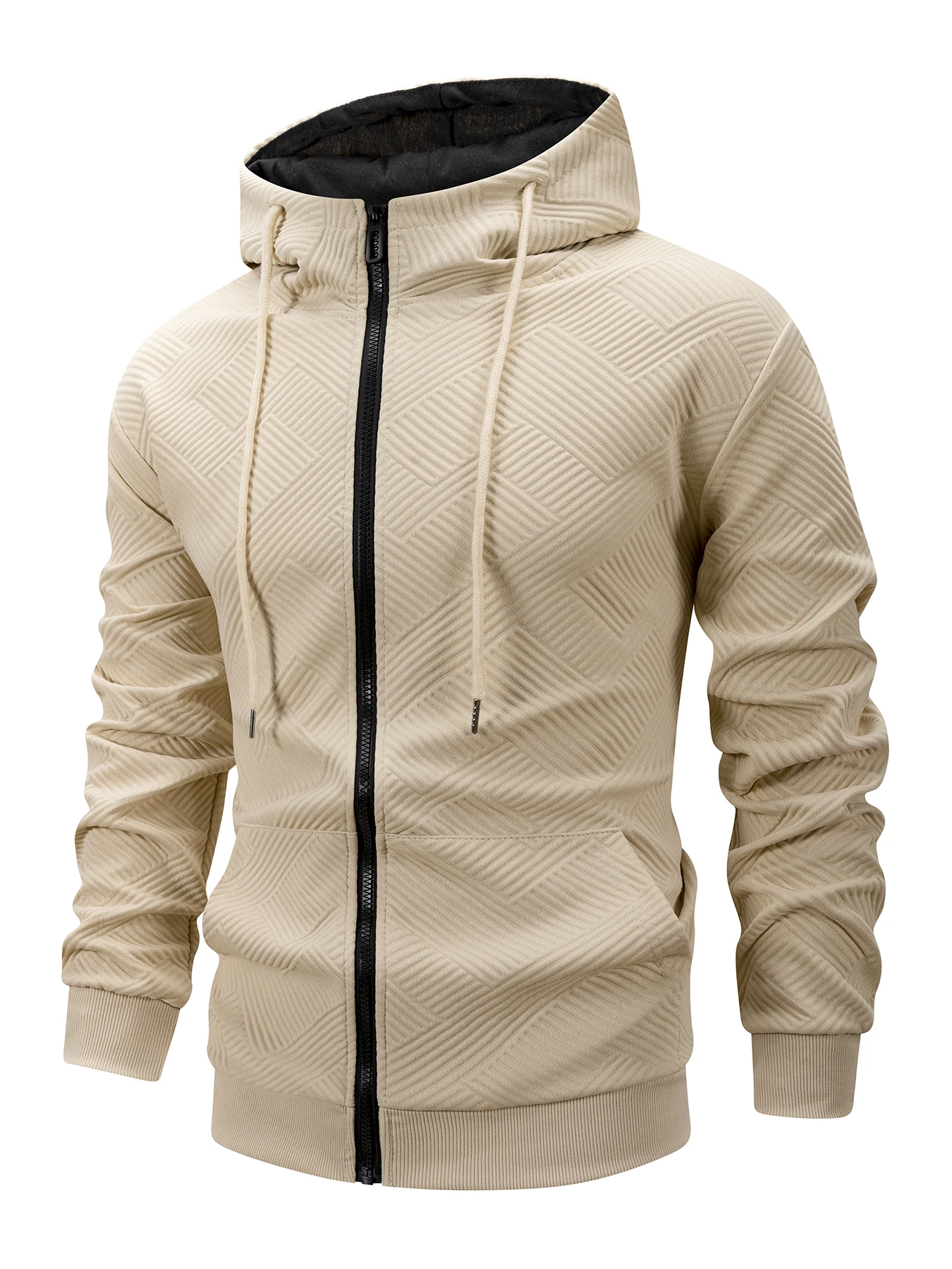 Men's Zipper Hooded Sweatshirt  Autumn and Winter Outdoor Warm Jacket Coat Sportswear Men Slim Fit Casual Jacket Streetwear
