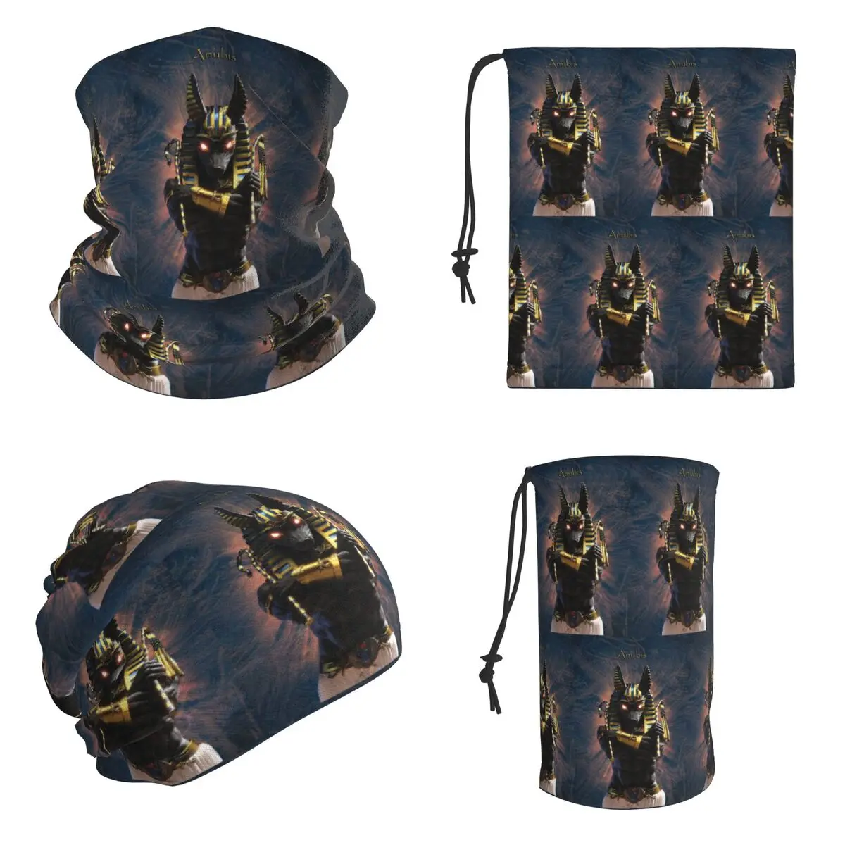 Ancient Egypt God Anubis Egyptian Pharaoh Bandana Neck Cover Printed Face Scarf Outdoor Sports Face Mask Unisex Adult Windproof
