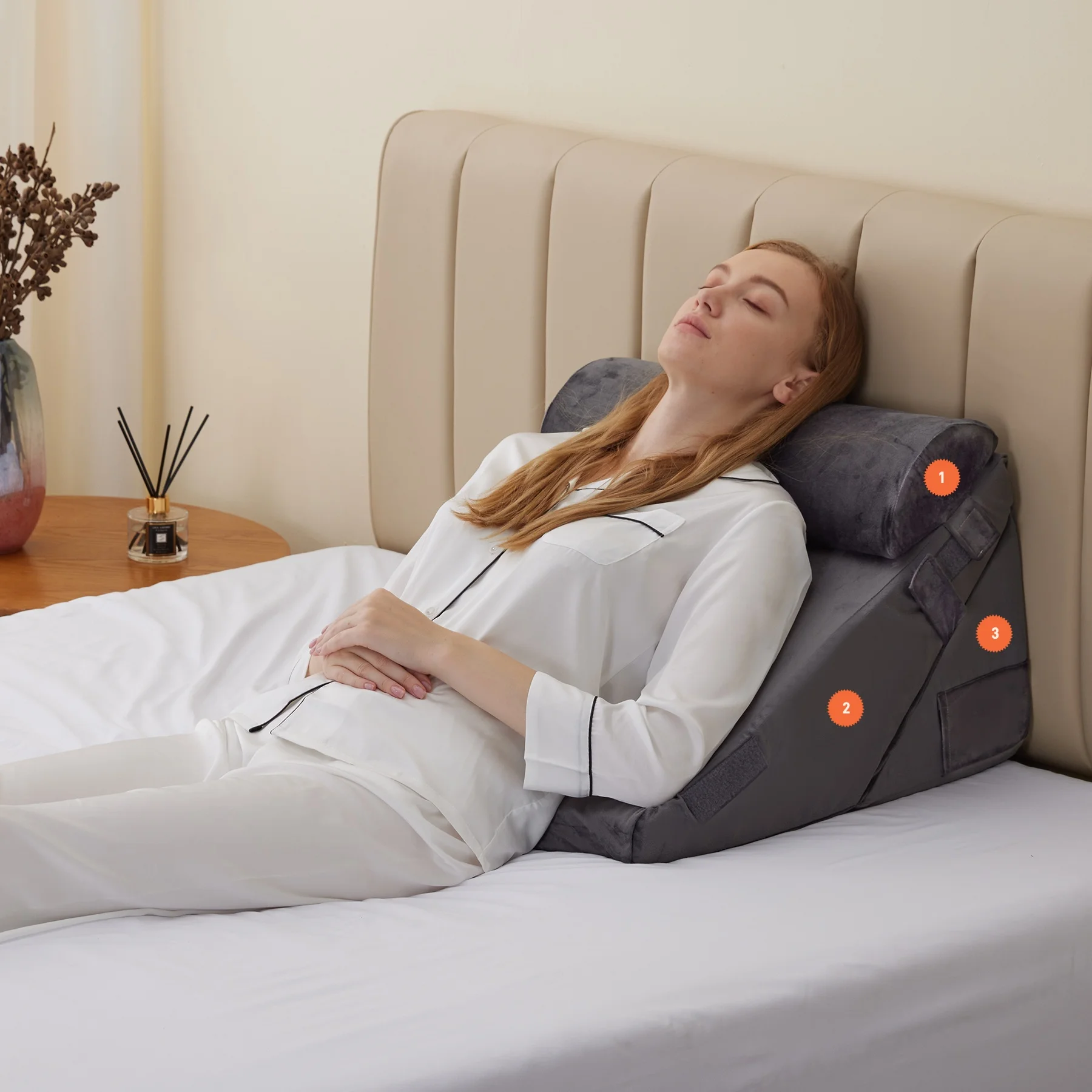 

3pcs bed wedge pillow set, foam wedge pillow for postoperative back, leg and knee support, adjustable 9&12 inch high