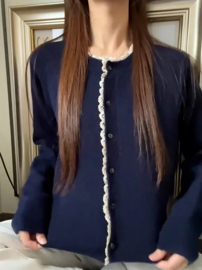 Design Sensation Kant Splitsen Lange Sve Gebreid Open Vest Dames Herfst Zoet En Pittig Casual Trui Jaet Top Trendy