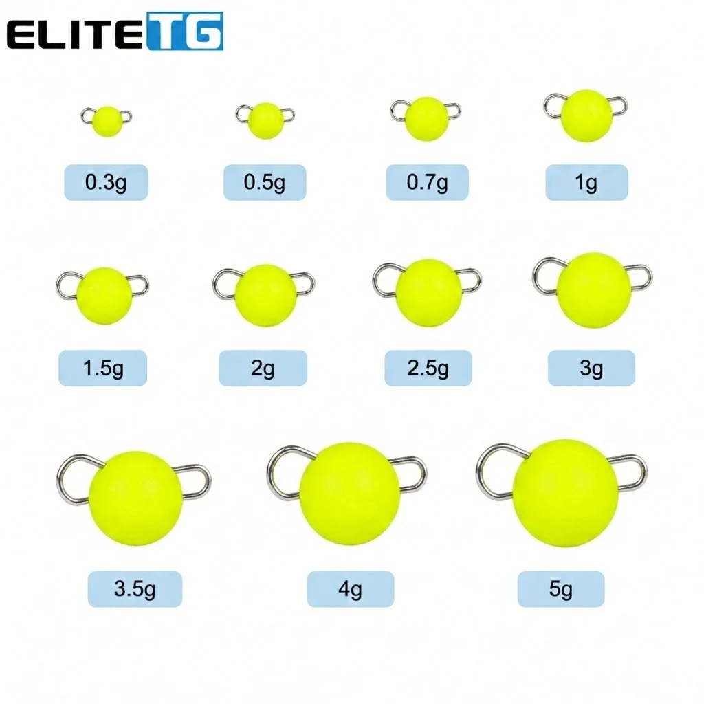 Elite TG 10 Stück 0,3-3g Farbige Wolfram Cheburashka Gewichte für Höhere Sensibilität beim Angeln – Detail 5