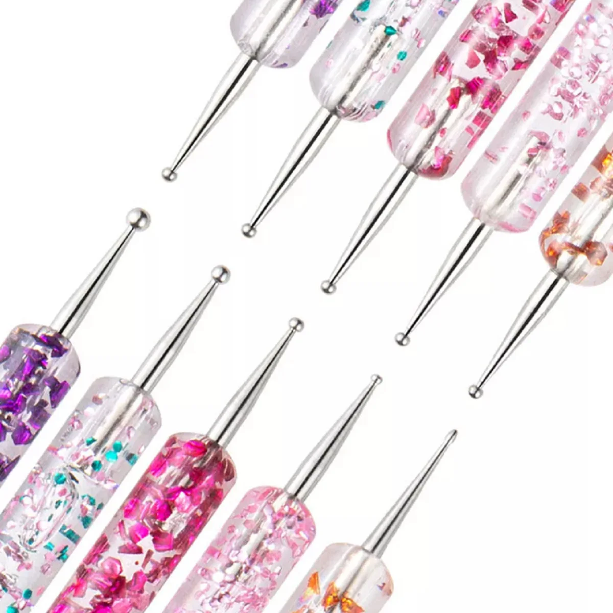 12個入りUVジェルネイルアートブラシセット - アクリル、ジェルポリッシュ、DIYマニキュアデザイン用の7本のネイルブラシ+5本の両端が使えるドットツール