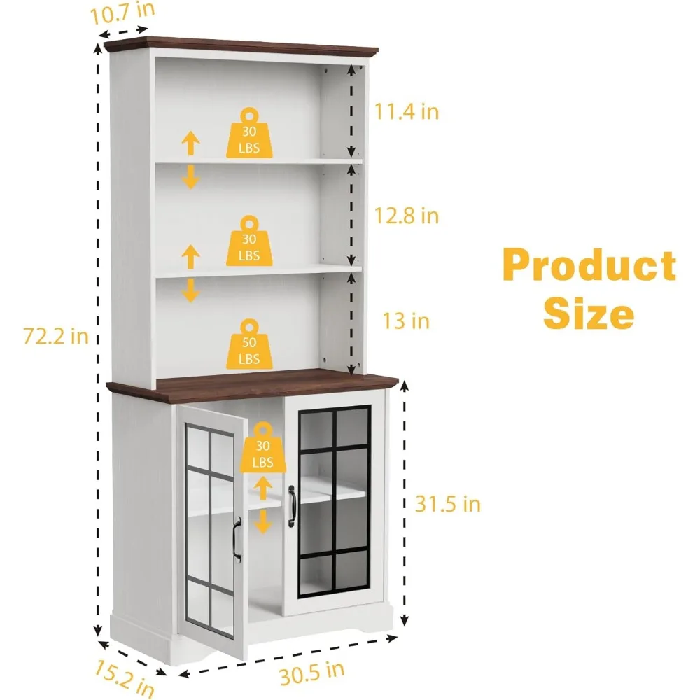 5 أرفف خزانة كتب طويلة بأبواب زجاجية رف كتب أبيض، رف تخزين قائم للعرض، أرفف كتب خشبية لغرفة المعيشة