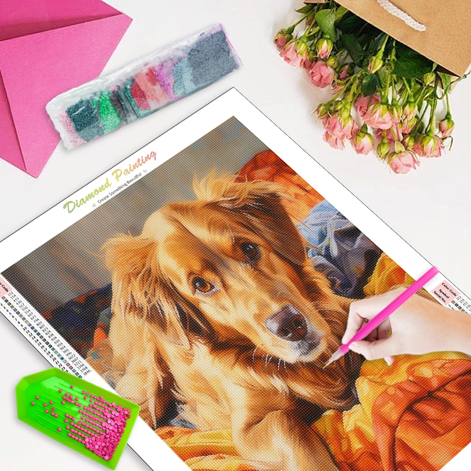 RUOPOTY-Diamond Painting Dog Rhinestones Diamond Art Kit Stitch 5D Diamond Drill Drawing With Diamonds Picture Crafts Home Decor