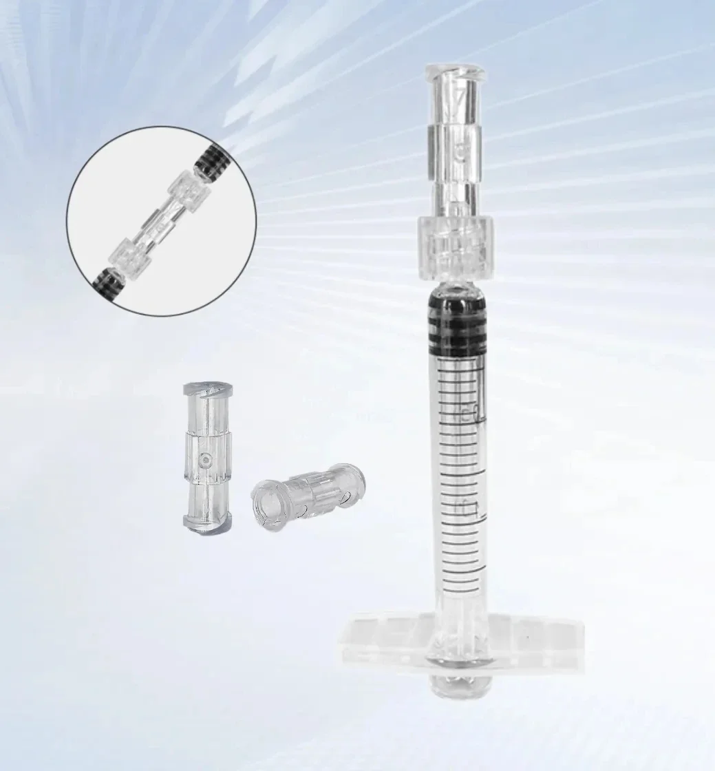 Transparent connector, transparent syringe connector, thread conversion straight through