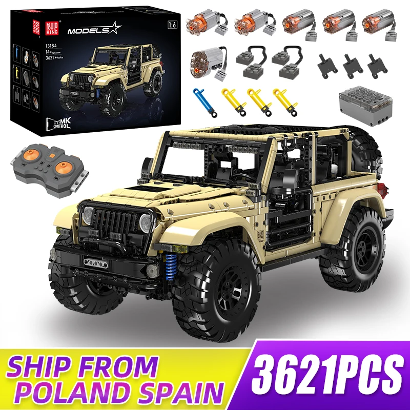 MOULD KING 13184 Technik Wrangler Off-Road 4x4 Truck Remote Control Building Blocks Toys Set for Boys Christmas