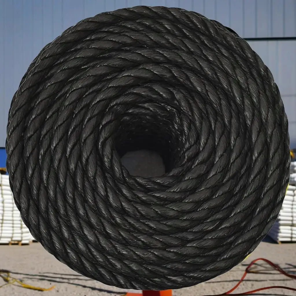 16mm Black Polypropylene Work Rope - 50m Durable Heavy-Duty Lifting & Towing Line