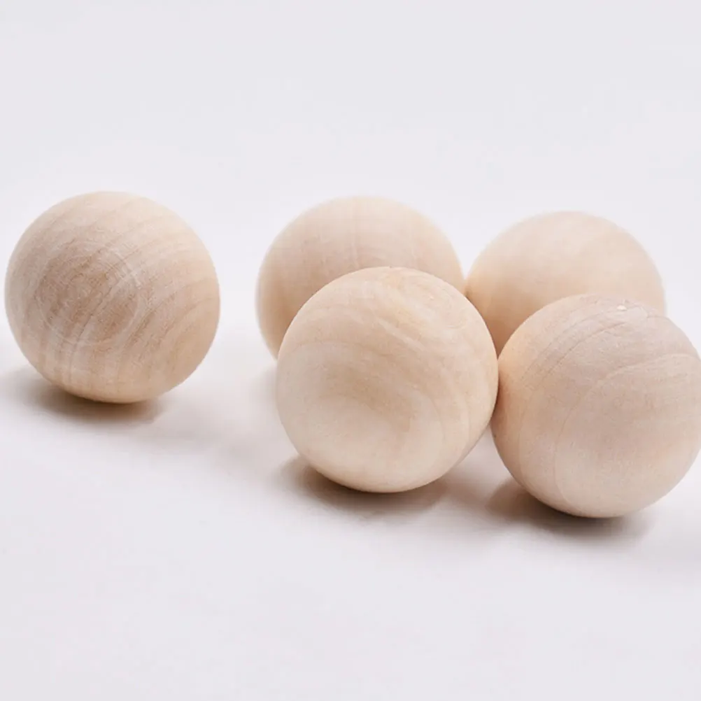 

10 Pcs Log Beads Materials Round Mini DIY Craft Creative Accessories Simple Wooden Ball Jewelry Making Child