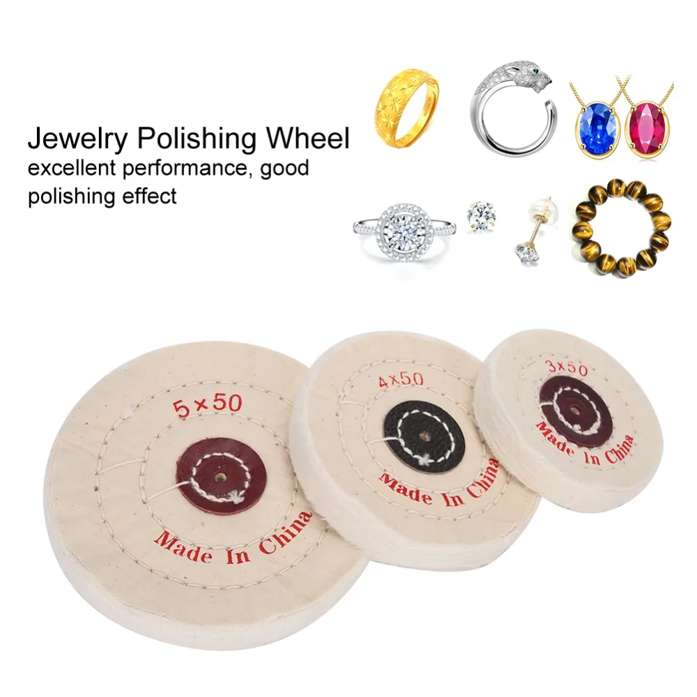 3Pcs Cloth Cloth Polishing Wheels 75mm/100mm/125mm White Jewelry Polishing Tools Goldsmith Polishing Tools Jade Polishing