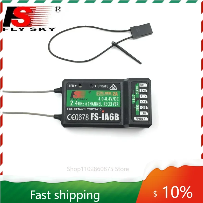 NIEUWE Flysky FS-IA6B Afstandsbediening IA6B Ontvanger 2.4G 6 Kanaals FLY SKY Plastic voor DIY FPV RC Vliegtuig Quadcopter boot Model