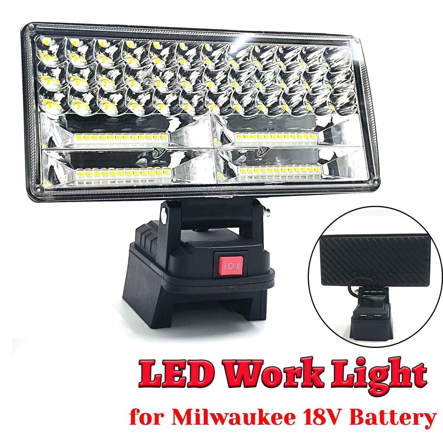 8 Inch Portable LED Spotlight For Milwaukee 18V Battery Cordless Handheld Work Light for Fishing Camping Emergency, No Battery