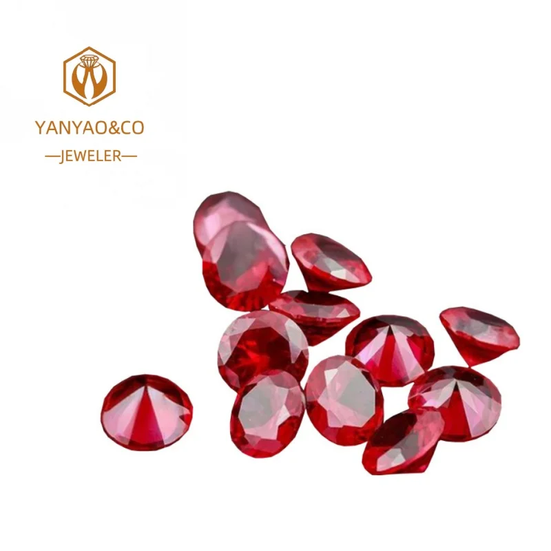 

Handmand Lab Ruby Loose Stone 2.0-5.0mm Round Gemstone, Suitable for Jewelry Earrings Making