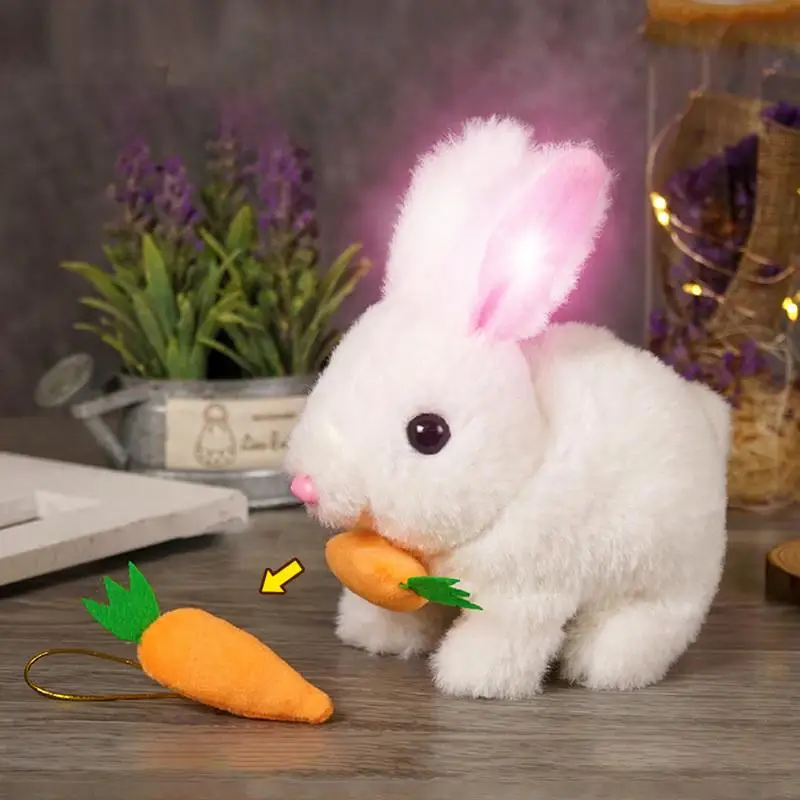 Conejo de juguete electrónico, muñeco de conejito simulado, figuras de peluche interactivas, juguetes para saltar de animales robóticos, regalos de cumpleaños para niños