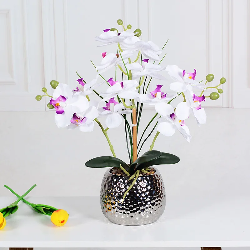 Blue Simulation Phalaenopsis Suit Living Room Bedroom Study Pink Purple Fake Flowers Orchid Bonsai Bonsai Flower Art Study