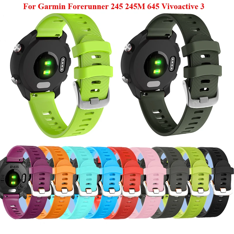 Nice 20mm Sport Silicone Watchband Strap For Garmin Forerunner 245 245M 645 Vivoactive 3 Vivomove HR Smart Bracelet Wristband