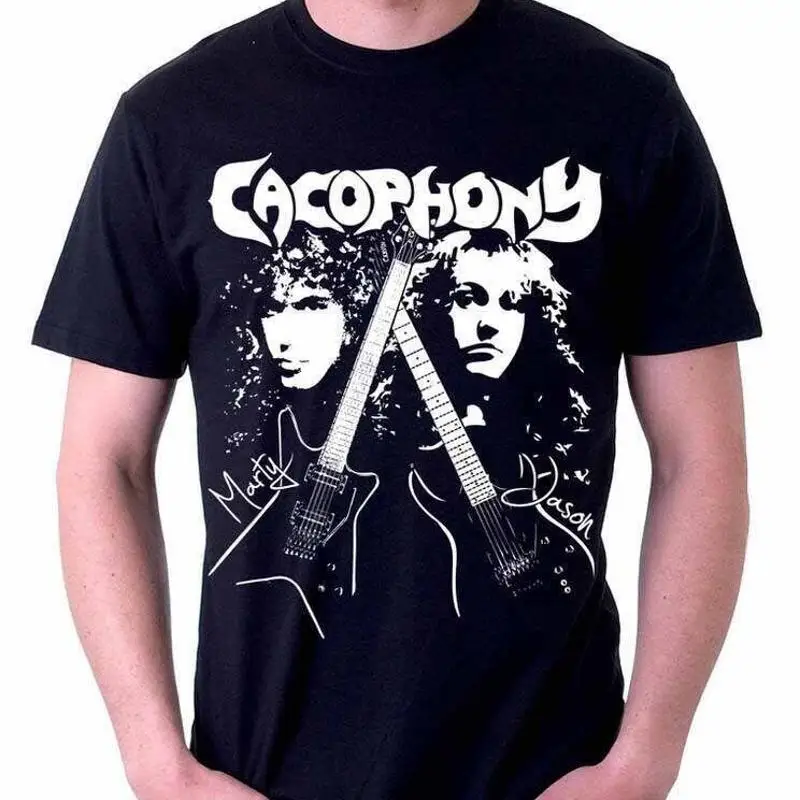 Nueva Cacophony Jason Becker Marty Friedman cara guitarra camiseta negro S 5Xl