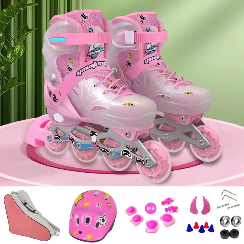 Inline Roller Skates Shoes for Children, Professional Sneakers, Anti-Collision Protective Gear Set, Beginners, Full Set