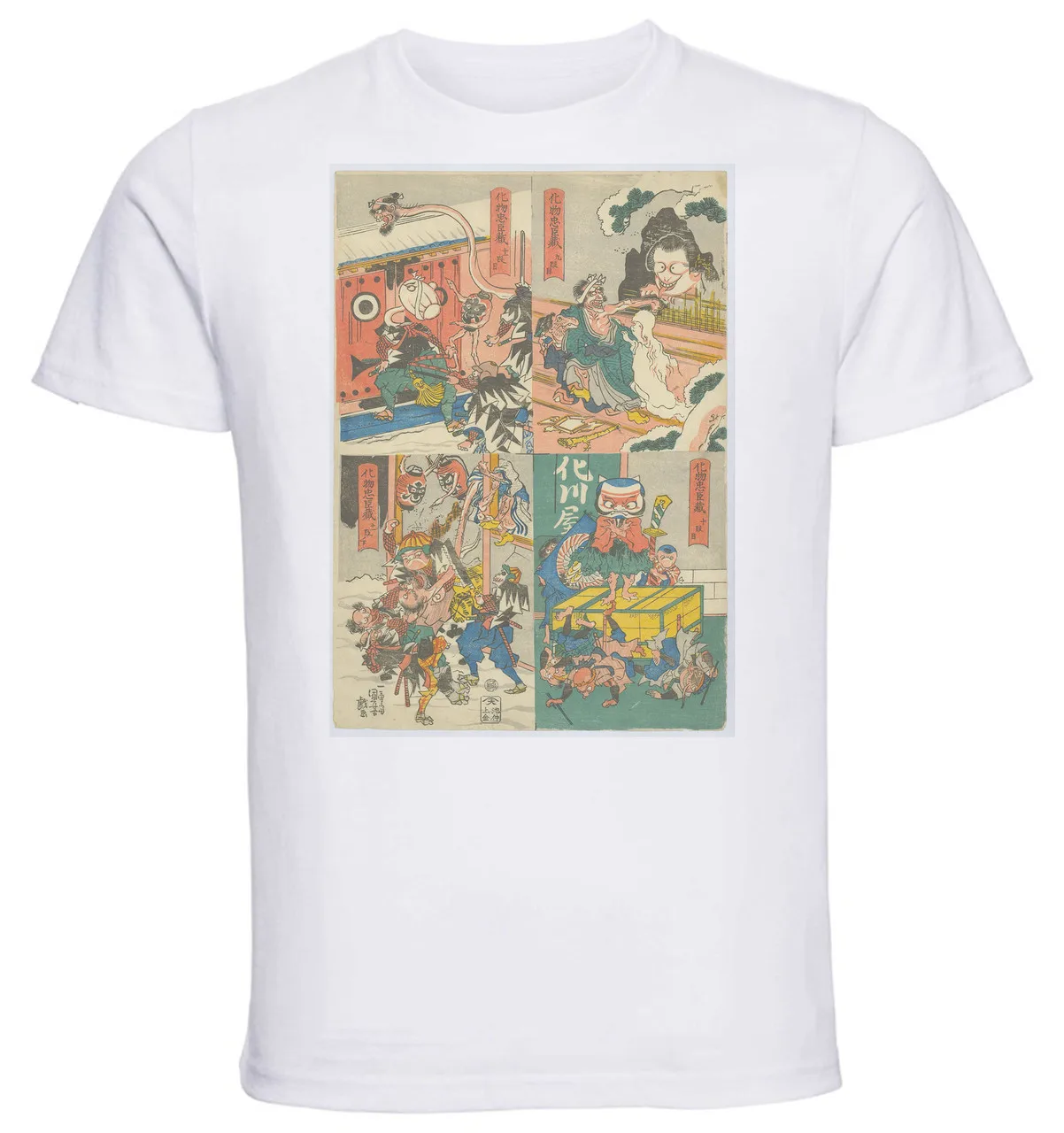 T-shirt Unisex White Ukiyo-e Kuniyoshi The Monster's Chūshingura Act Nine-eleven 09