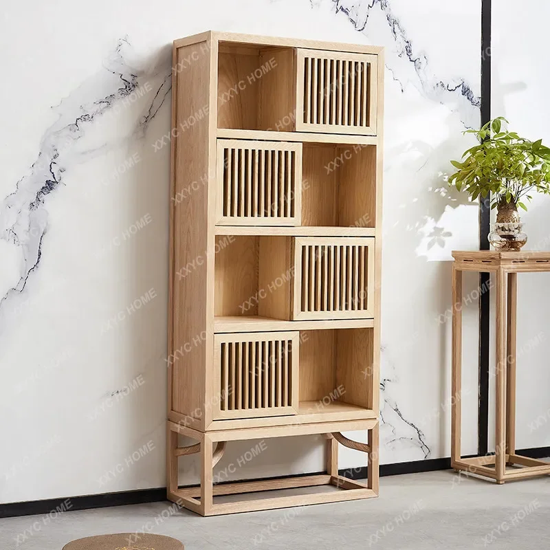AA furniture ash wood multi-treasure storage cabinet antique sliding display cabinet solid wood simple museum cabinet