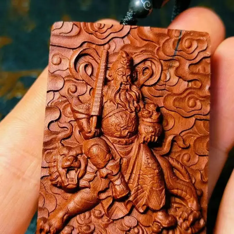 Thunderbolt Wood God of Wealth Pendant, Relief, Exquisite, Auspicious Brand,zhaocai