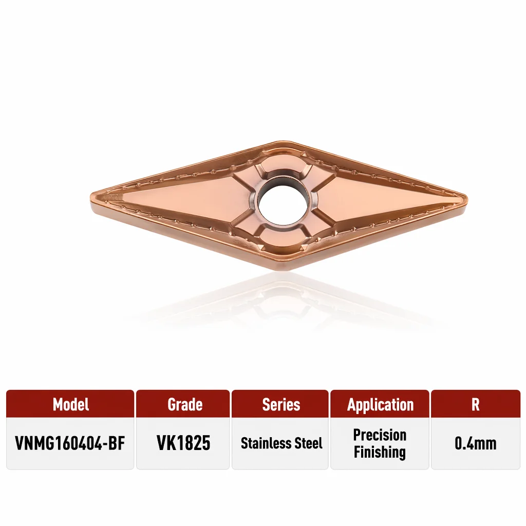 10pcs  VNMG160404-BF  VNMG160408-BF High Cutting‑edge Strength for General‑purpose Stainless‑steel Machining Turning Tool