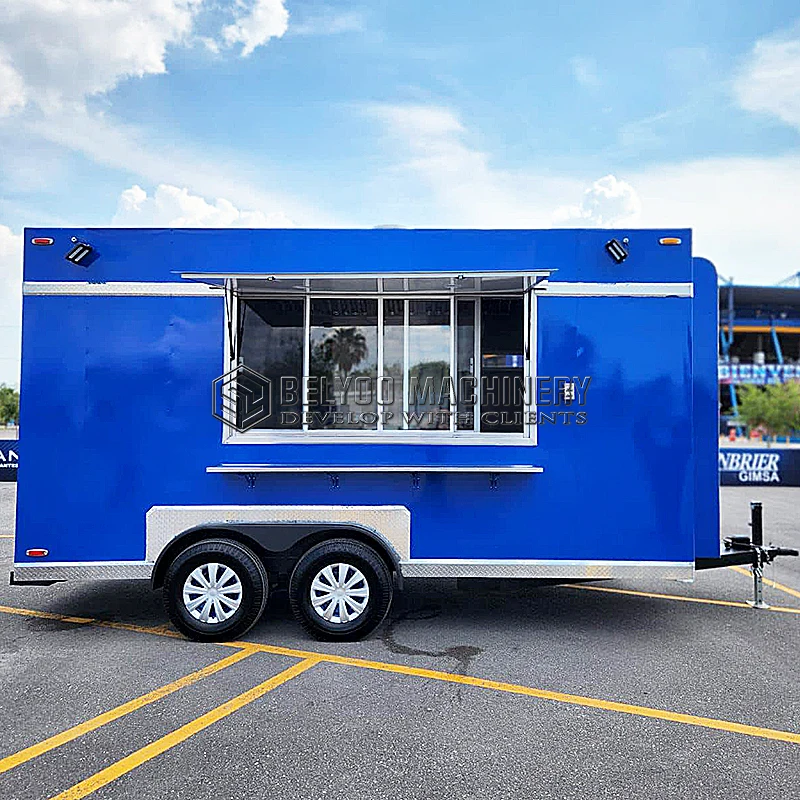 Hot Dog Ice Cream Cart Mobile Concession Coffee Food Trailer Fully Equipped Kiosk Food Truck Trailer with Full Kitchen Equipment