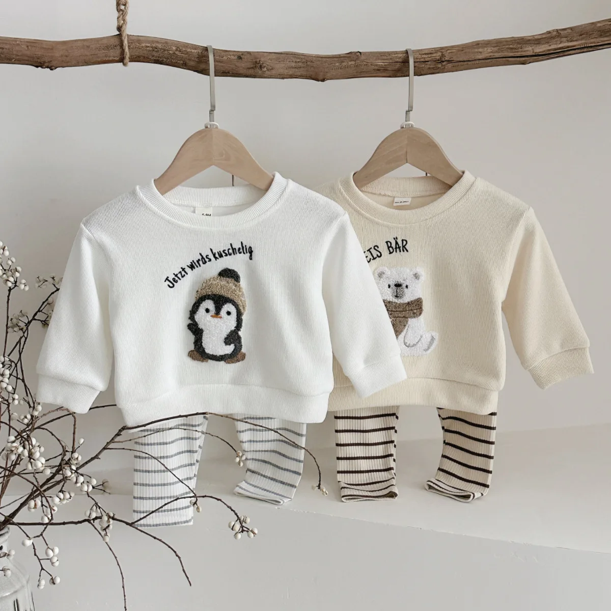 2Pcs Baby Mädchen Kleidung Sets Neugeborenen Kinder Kleidung Kinder Kleinkind Infant Outfit Cartoon Bär Stickerei Lange Ärmel Top Hosen – Detail 1