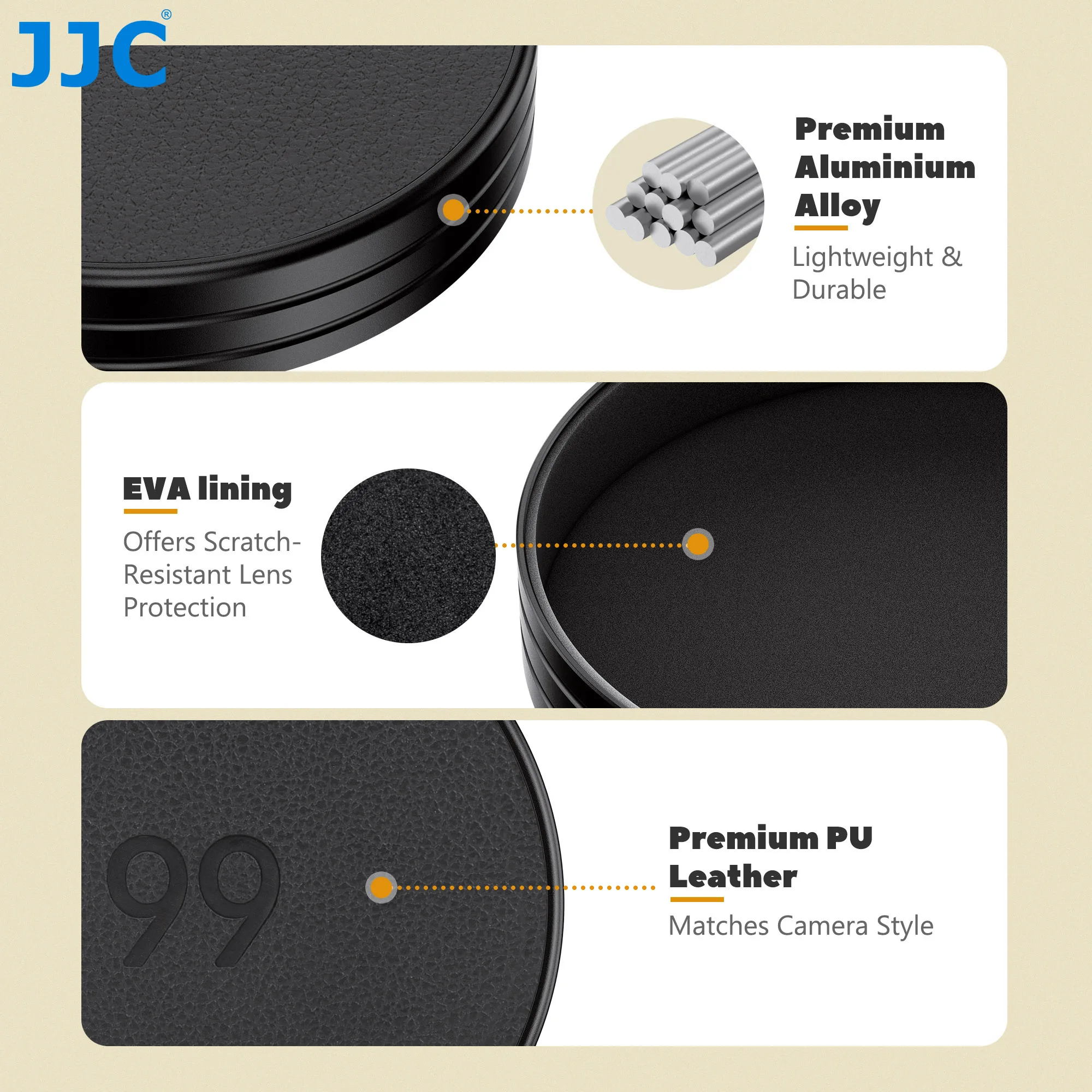 JJC Tutup Lensa Kulit Retro untuk Fujifilm Instax Mini 99 Penutup Lensa Kamera Ringan Aluminium Instan Aksesori Kamera Fuji