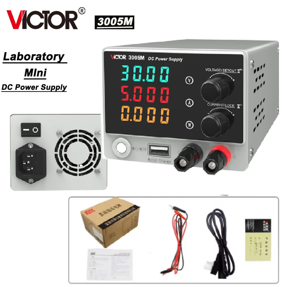 VICTOR Laboratory DC Power Supply Adjustable 30V 5A Digit Display Voltage Regulator Lab Bench Power Supply CV/CC