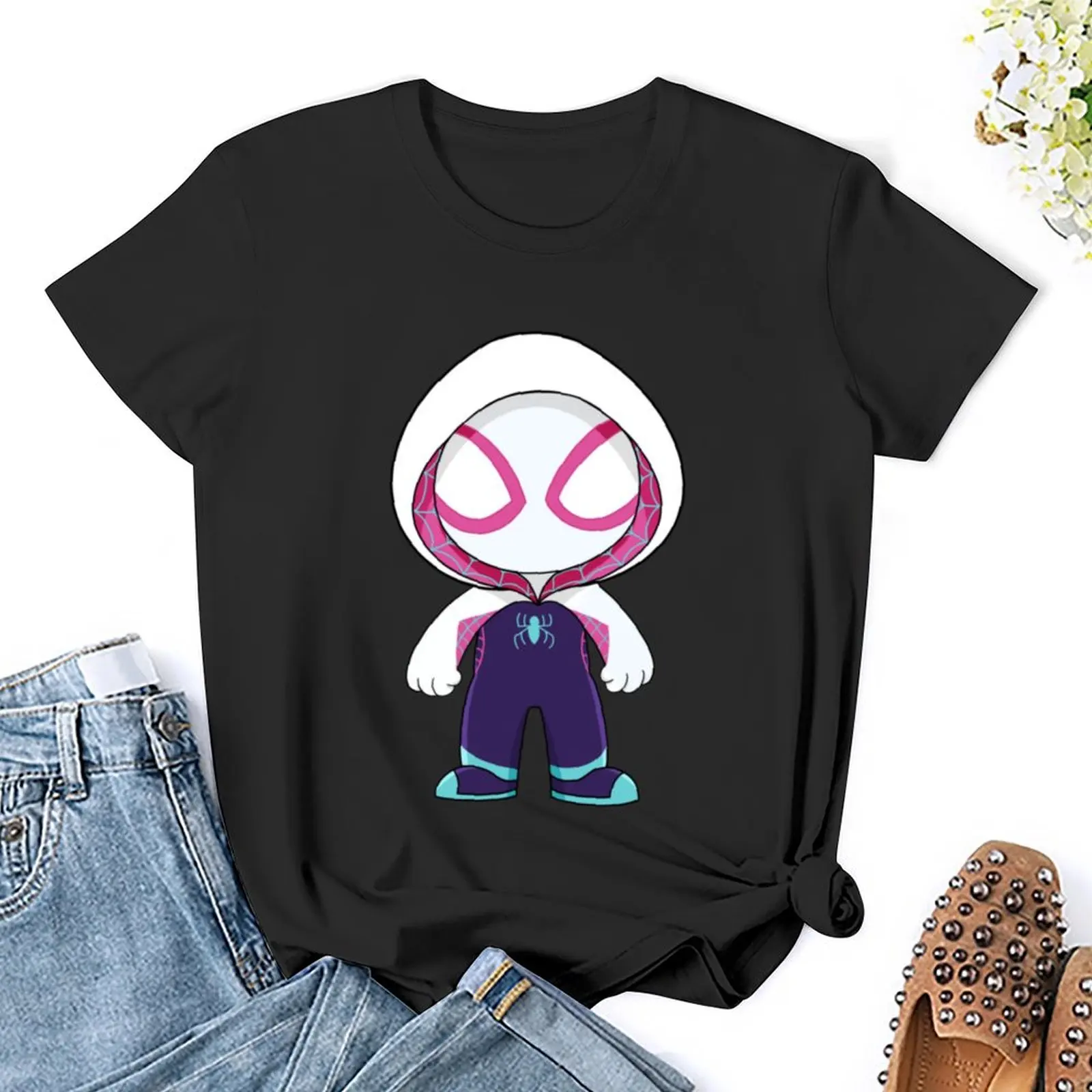 Cute spider ghost, baby spidey girl, grl pwr, cartoon ghost spider T-Shirt cute tops female summer clothes Women\'s tee shirt