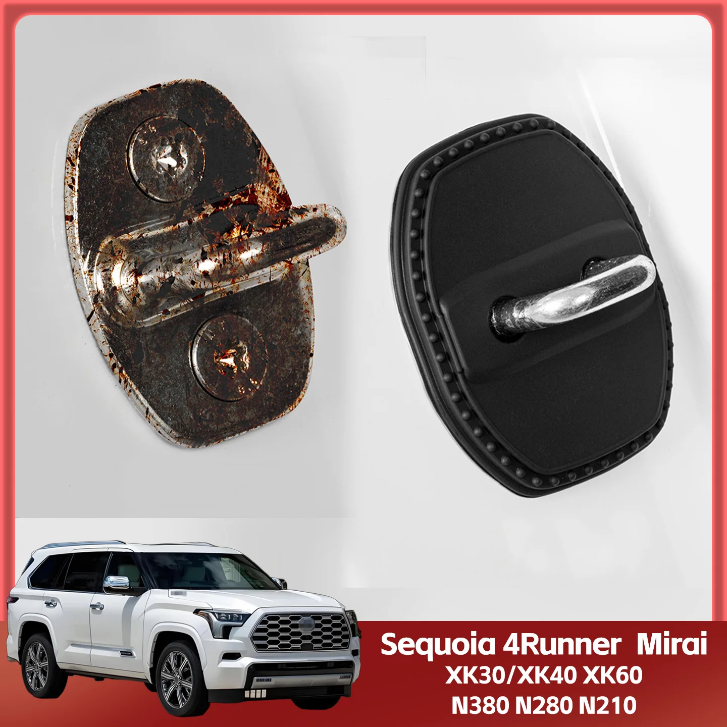 

2/4Pcs Silicone Car Door Lock Cover Protective Decoration Case For Toyota Sequoia XK30/XK40 XK60 4Runner N380 N280 N210 Mirai