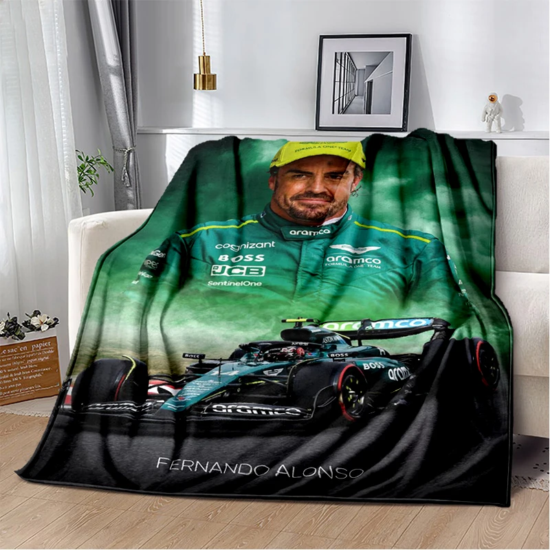 ثلاثية الأبعاد فرناندو ألونسو 14 F1 المتسابق بطانية قطيفة ناعمة ، بطانية الفانيلا رمي بطانية لغرفة المعيشة غرفة نوم أريكة تتحول لسرير غطاء نزهة #6