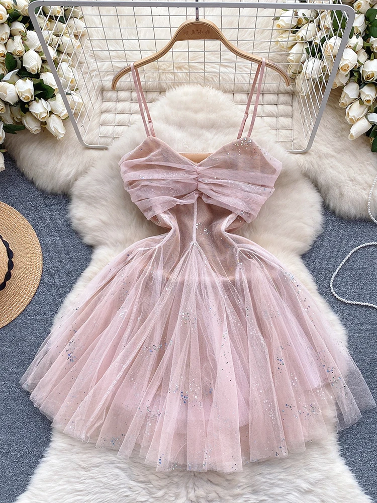 Women's Black Goth A-line Evening Dress 90s Vintage Off Shoulder Sleeveless Sequins Dresses Y2k One Piece Frocks 2000s Clothes