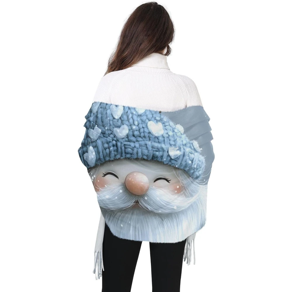 

Cute Snowman Women's Scarf Gnome Snow Print Lightweight Thin Soft Cashmere Feel Scarf with Tassel Shawl Wraps Print One Size