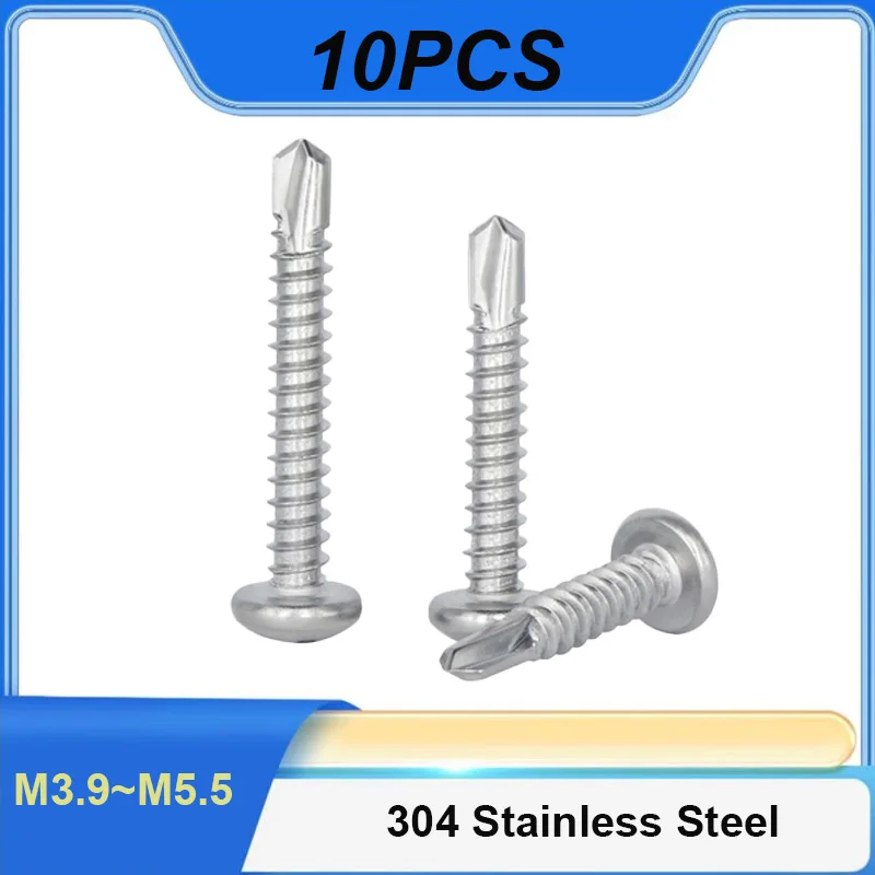 304 Stainless Steel Phillips Pan Head Self-Drilling Self Tapping Screws Sheet Metal Screws M3.9 M4.2 M4.8 M5.5