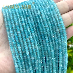 3x4MM Faceted Abacus Natural Stone Ice Blue Chalcedony Loose Spacer Beads for Jewelry Making Diy Earrings Bracelet Accessories