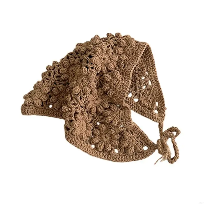 

581F Retro Crochet Baby Bandana Headwear Multipurpose Head Wrap Soft Infant Accessory