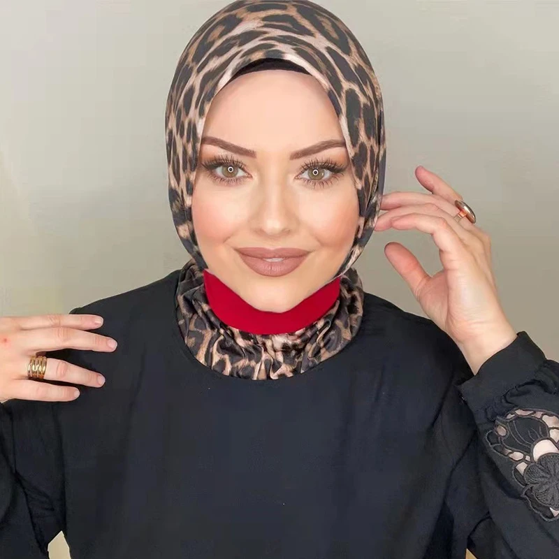 Hijab Femme Musulman Turbante Feminino Cachecol Hijabs Das Mulheres Muçulmano leopardo impressão hijab abaya xale hijabs para mulher abayas vestido