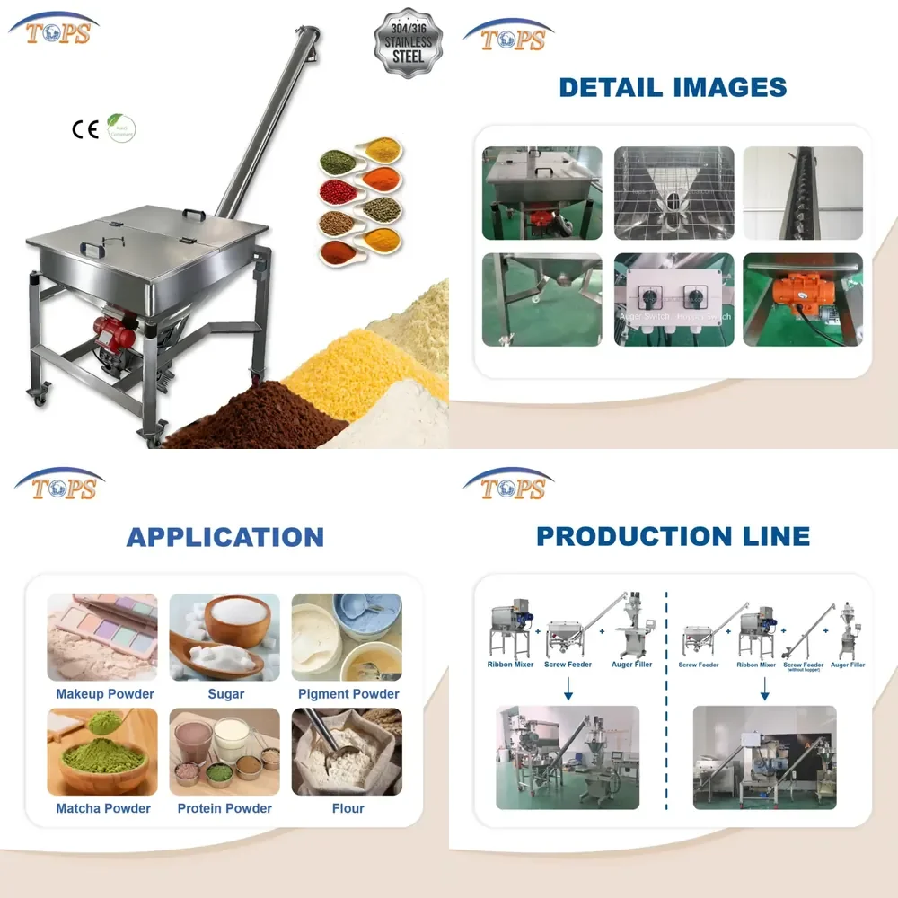 WSQ Food Grade Screw Conveyor Stainless Steel Flexible for Spices Screw Conveyor Powder Feeder