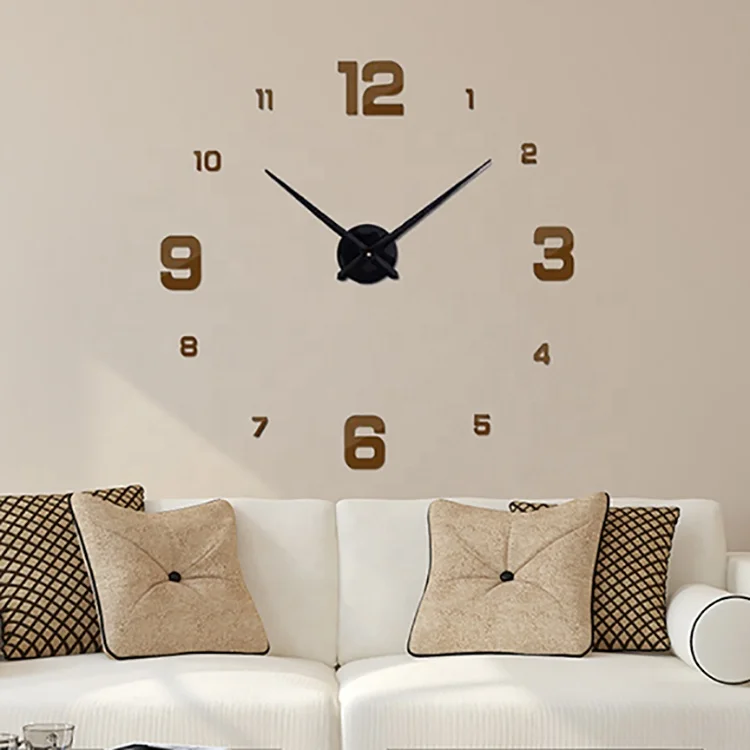 Wholesale Modern Home Decor Wall Mounted Watch Frameless Sticker 3D DIY Wall Clock  Alarm Clock