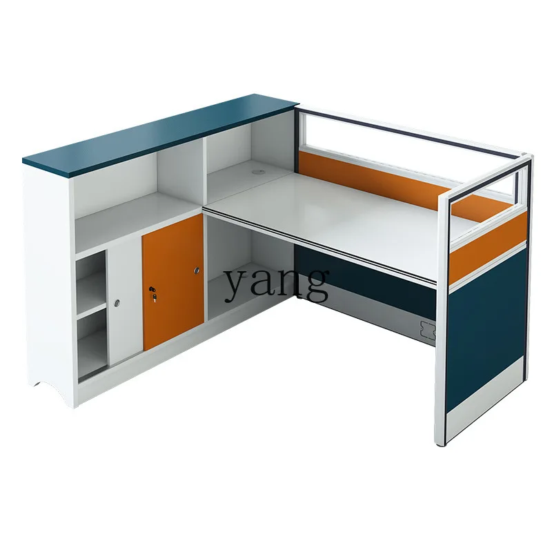 LMM staff desk employee sitting double financial screen card seat office station