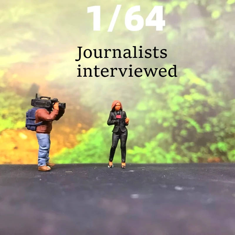 1/64 scale figurine model camera news scene interview host sandbox scene display piece diorama
