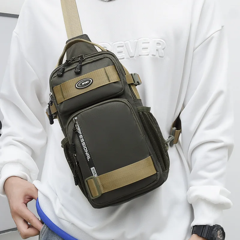 New Large Capacity Expansion Oxford Cloth Chest Bag for Men's Crossbody Bag Outdoor Multi Functional Water Splash Proof
