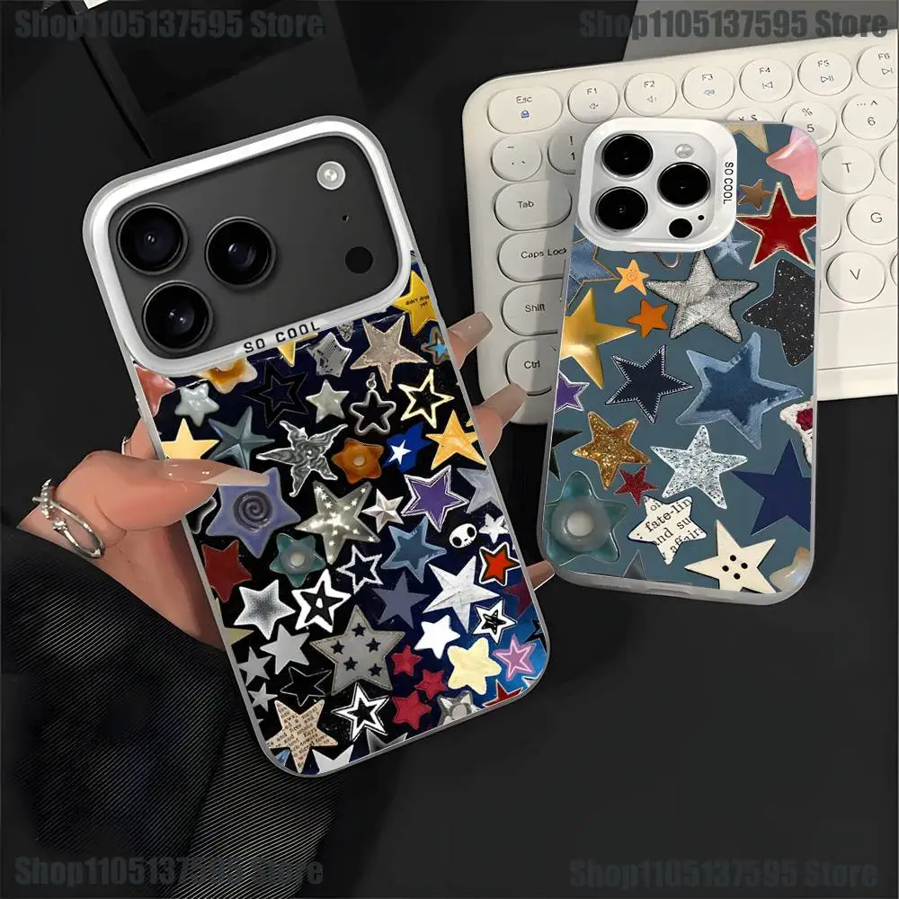 

Wonderful Colorful Little Star Phone Case For iPhone 17,16,15,14,13,12,11Pro,XS,Max,Plus,Mini,SE4,E White Matte Shockproof Cover