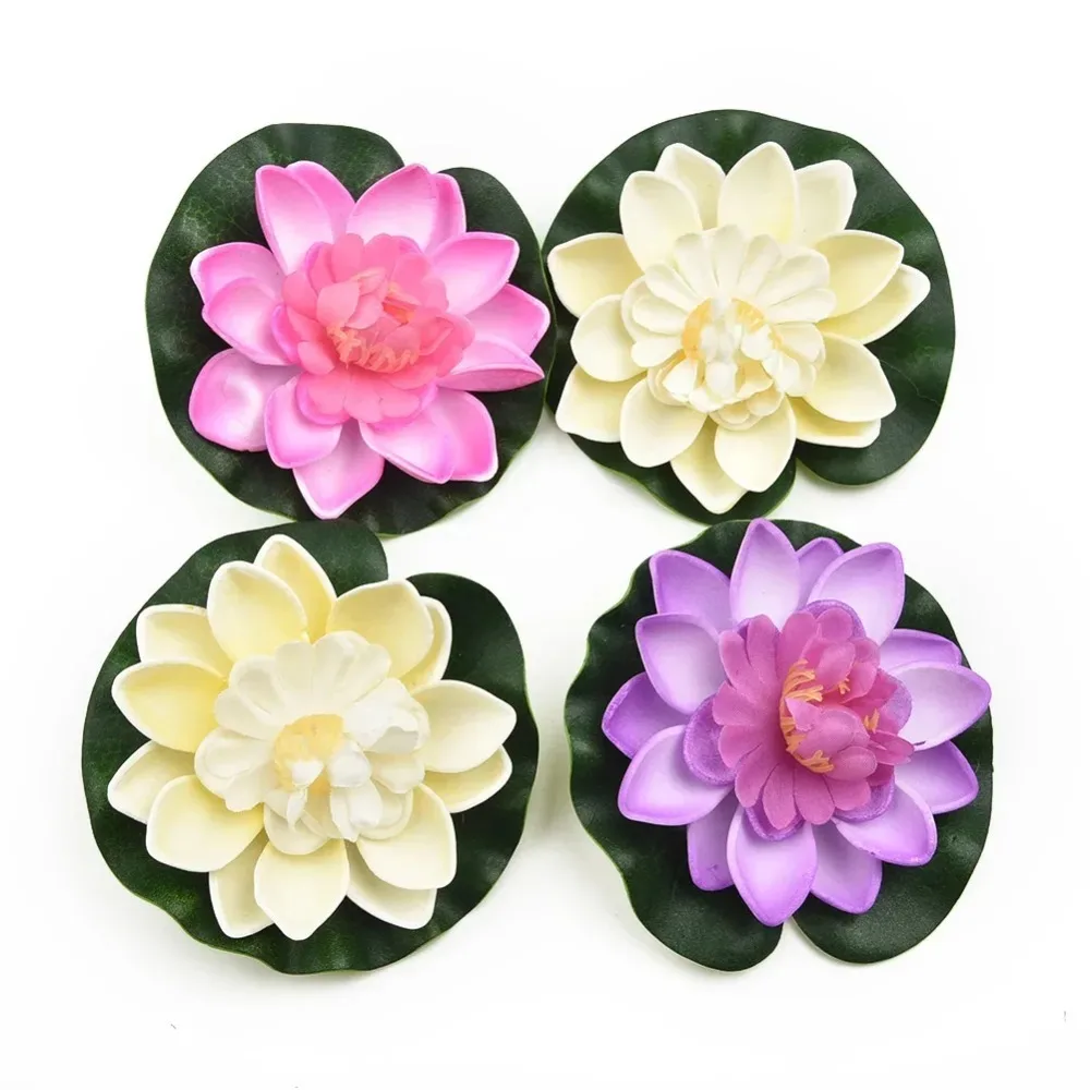 1PC Artificial Floating Water Lily, EVA Simulation Lotus Flower Leaf for Aquarium Fish Tank Pond Garden Decor Ornament