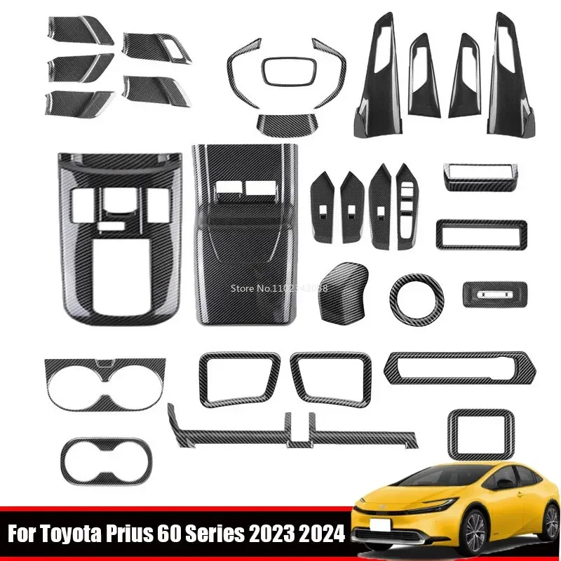 

RHD ABS carbonfiber For Toyota Prius 60 Series 2023 2024 interior accessories conlose gear shift panle window switch air cover