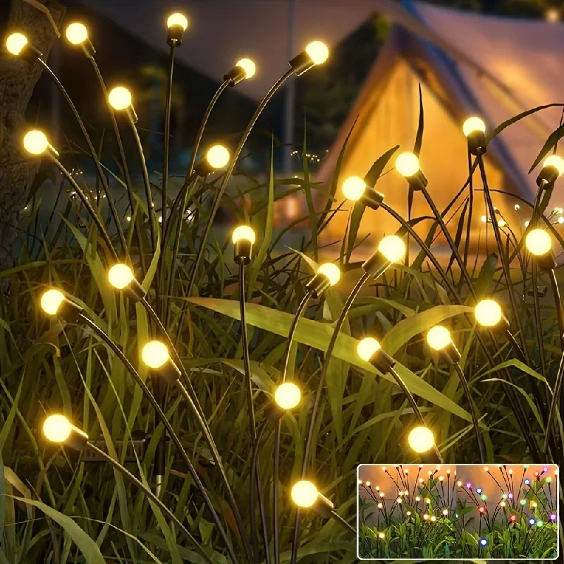 

1PC 8/10Led Solar Garden Firefly Light Outdoor Waterproof Starburst Swing Decorative Lamp for Path Yard Patio Pathway Landscape