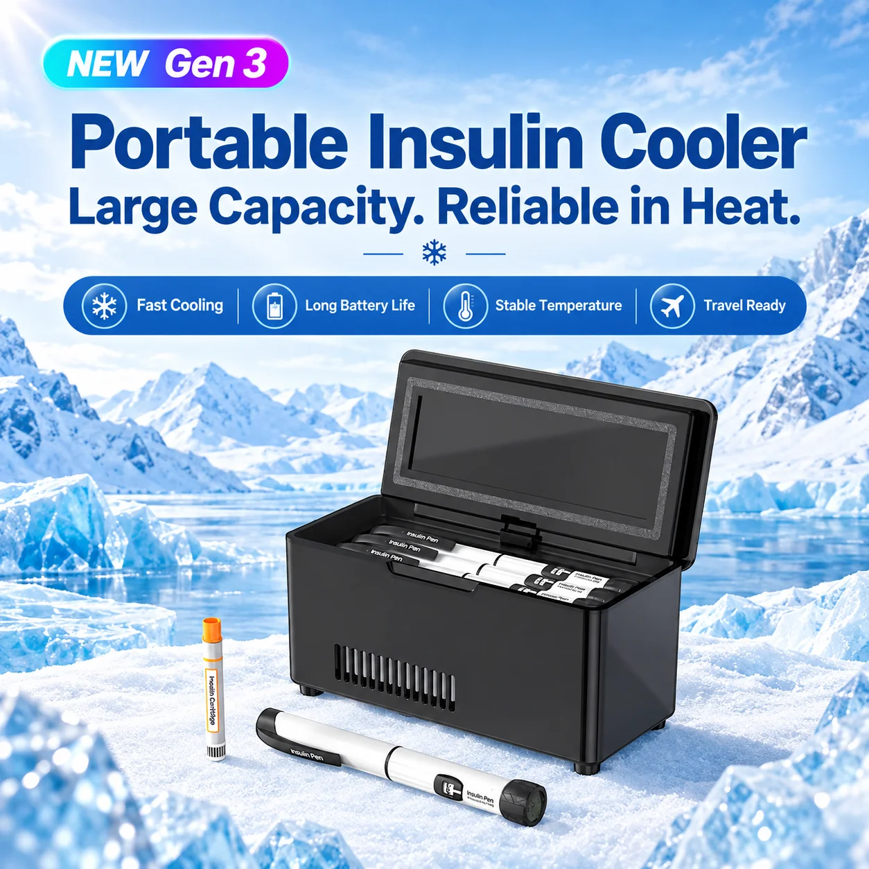 Portable Insulin Cooler Medication Hormonal Refrigerator Home Medicine Box Pill Organizer