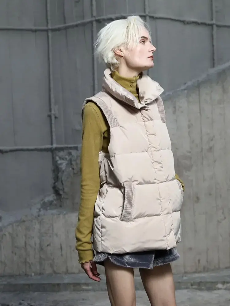 Inverno feminino plissado para baixo colete casacos mais grosso quente fofo para baixo casaco feminino inverno pão estilo parkas wy1635