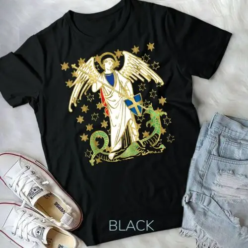 St. Michael the Archangel Icon Dragon Catholic Angel Vintage Unisex T-shirt